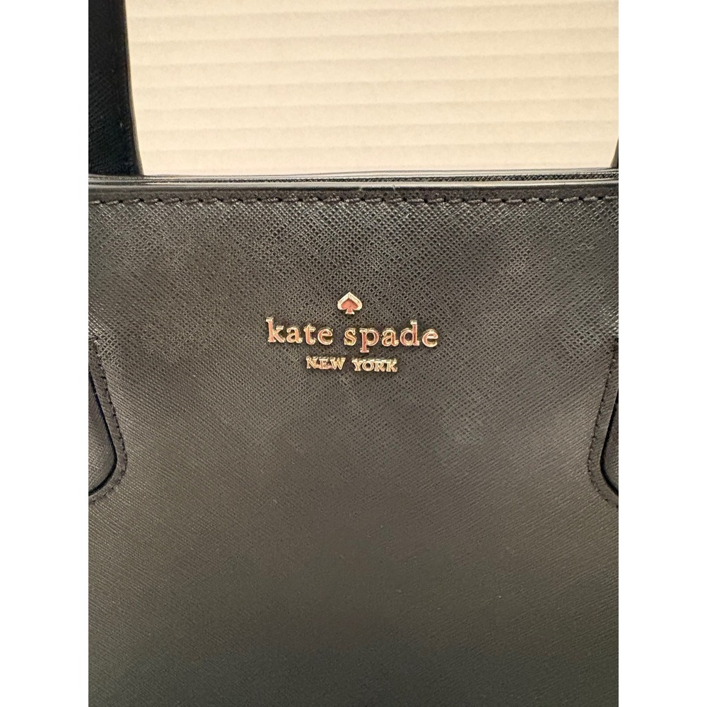 Kate Spade New York Black Saffiano Leather Satchel Crossbody Bag‎ Gold Hardware
